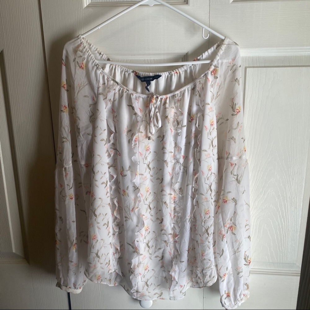 White House Black Market Sheer Floral Top
